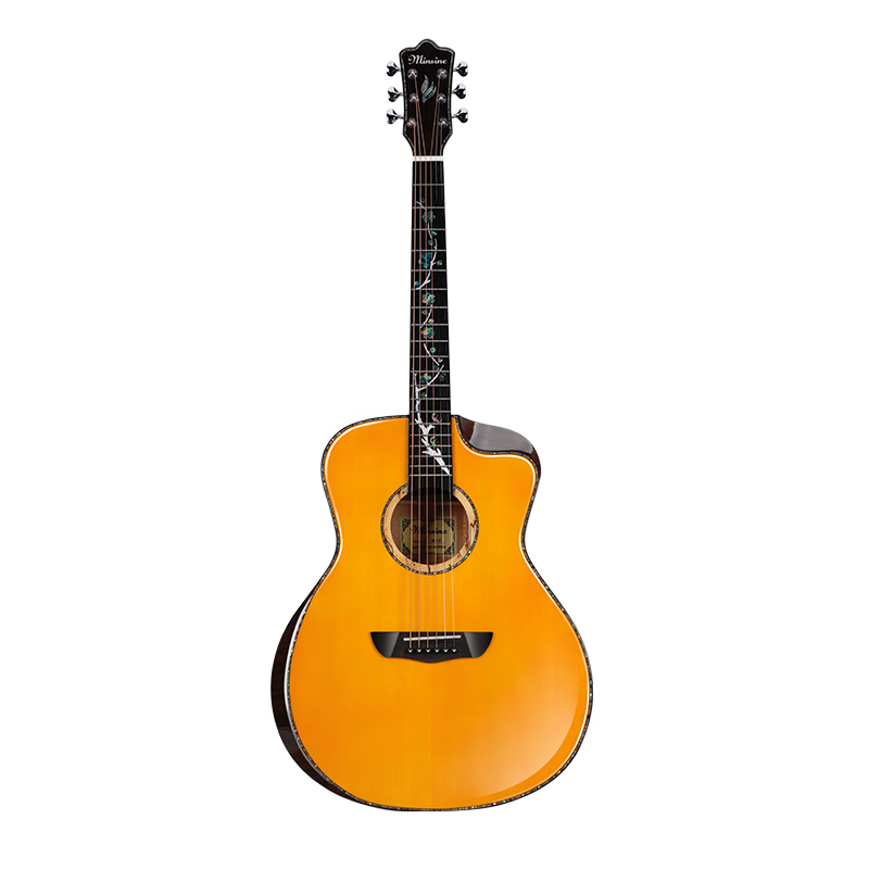 Minsine M series all-veneer folk acoustic guitar, advanced guitar 41 inches for boys and girls, M7F yellow