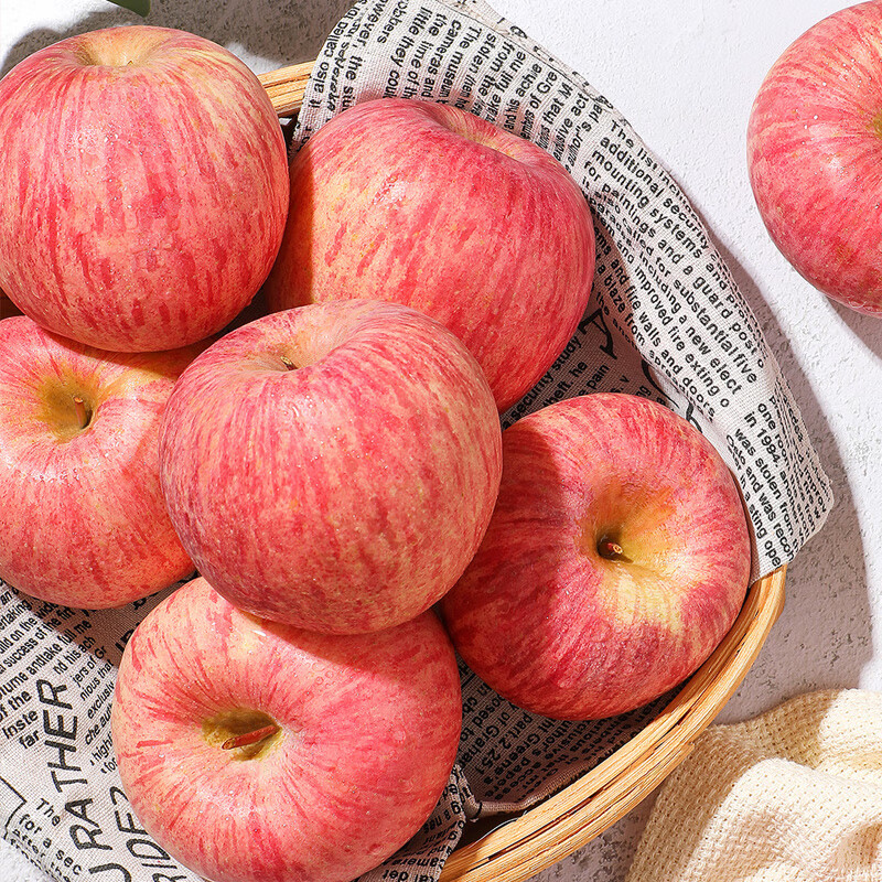 Jingdida Yantai Apple Red Fuji 18 pieces 9 catties large fruit 80mm + fruit crispy sweet fresh fruit direct delivery from the source free shipping