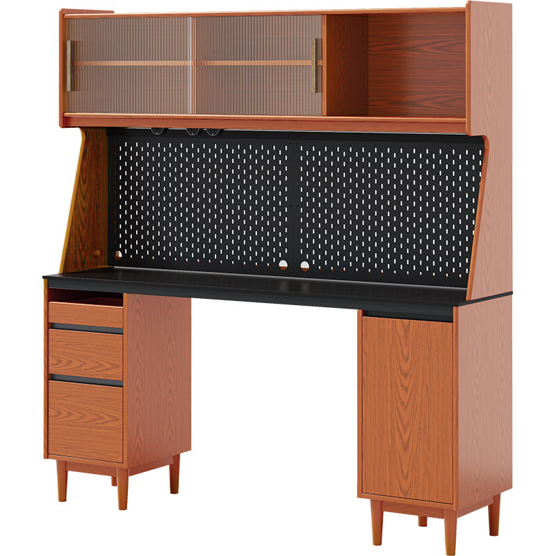 GOZEAL solid wood sideboard dining table integrated wall-mounted American wine cabinet kitchen cabinet small apartment storage cabinet oak storage cabinet whole cabinet-1.8m built-in table style