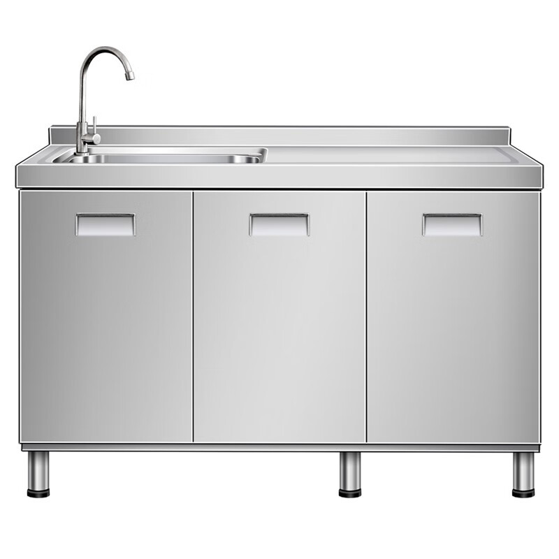 Guangfei stainless steel cabinet custom-made integrated 304 stove cabinet integrated custom-made kitchen finished sink dish basin home 304 fingerprint-free door panel four-door right pool cabinet