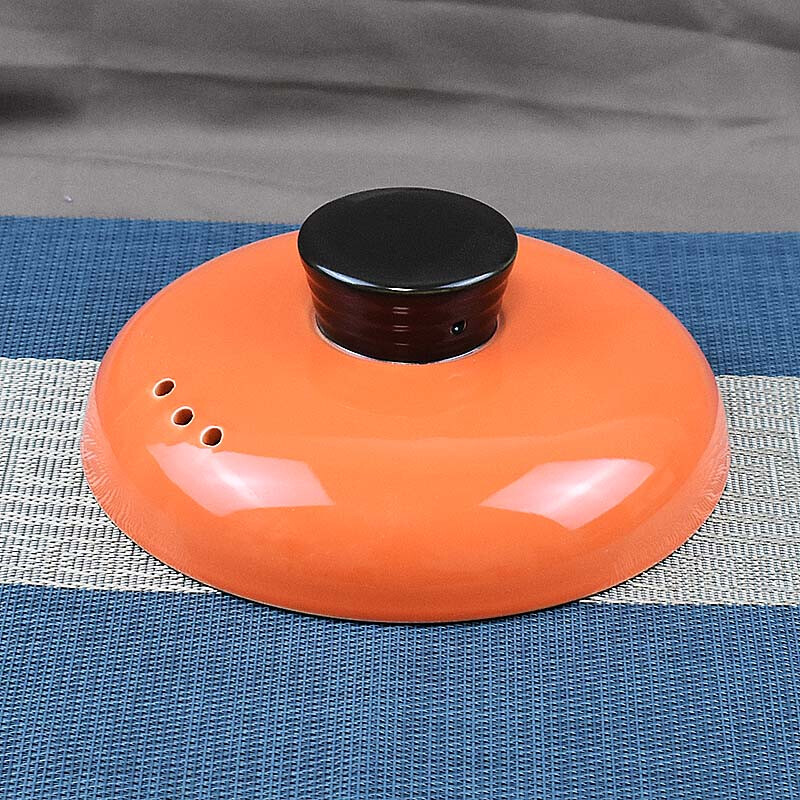 Colorful universal ceramic casserole lid accessories soup pot casserole lid electric stew pot soup pot single lid stew pot earth pot with lid orange 20cm