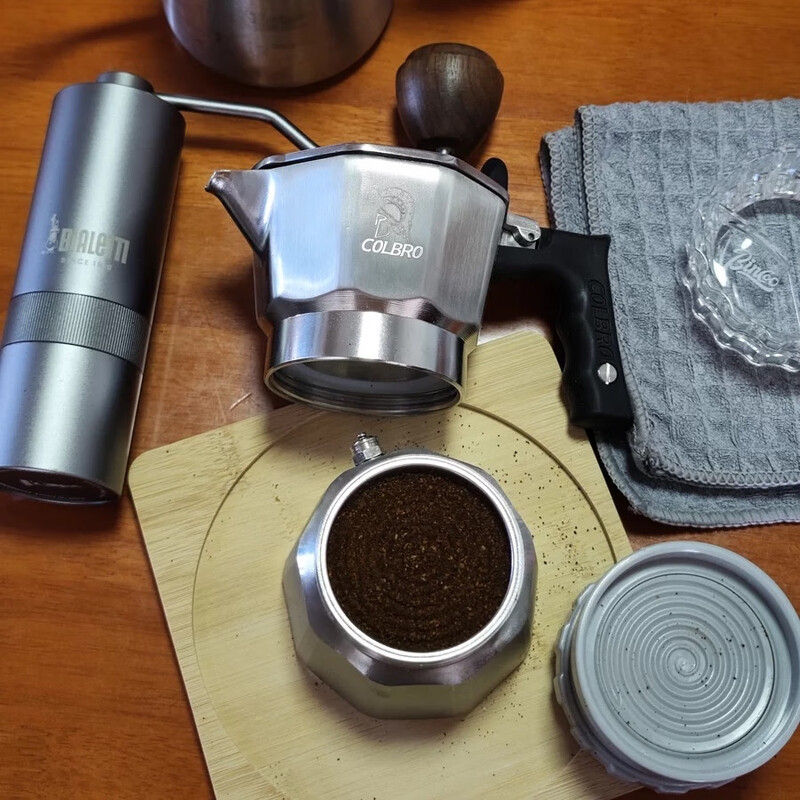 Cobro stainless steel double three-valve Moka pot to brew extra strong coffee home espresso machine for outdoor camping 316 stainless steel three-valve two-cup double boiler 70ml