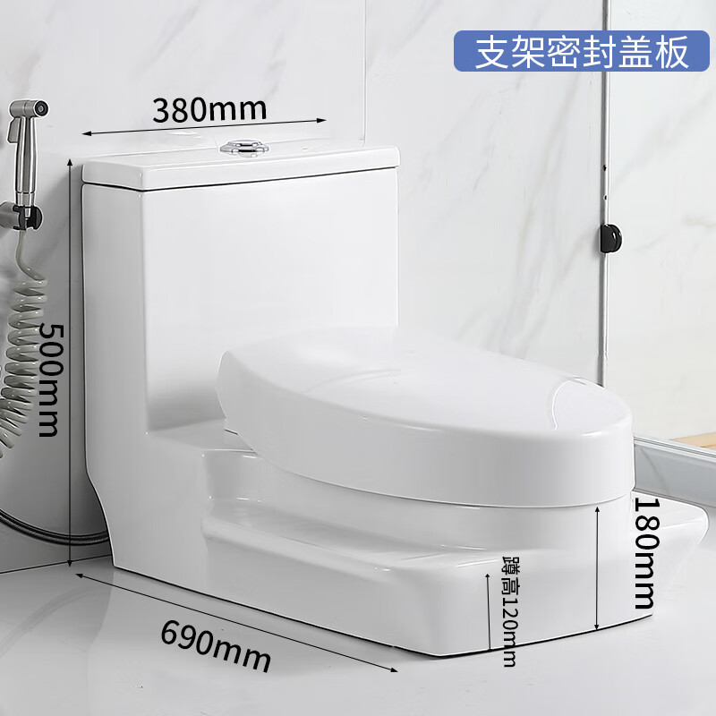 Modern squatting dual-purpose toilet one-in-one two-in-one squatting and sitting dual-purpose desktop squat toilet package installation B-type egg-shaped high-sitting sealed spray gun 305mm
