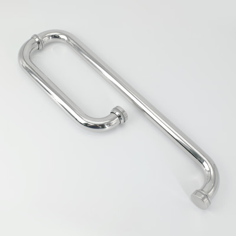 Bingyu bathroom glass door handle 304 stainless steel L-shaped long and short three-hole door handle bright extra thick 25*425*225mm BH-609