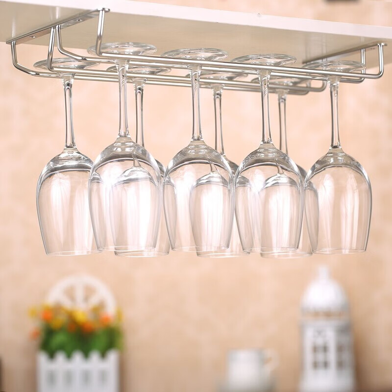 Goblet Hanger 304 Stainless Steel Red Wine Glass Rack Upside Down Red Wine Glass Hanging Cup Rack Goblet Hanging Cup Rack Gold Length 18cm 2 rows