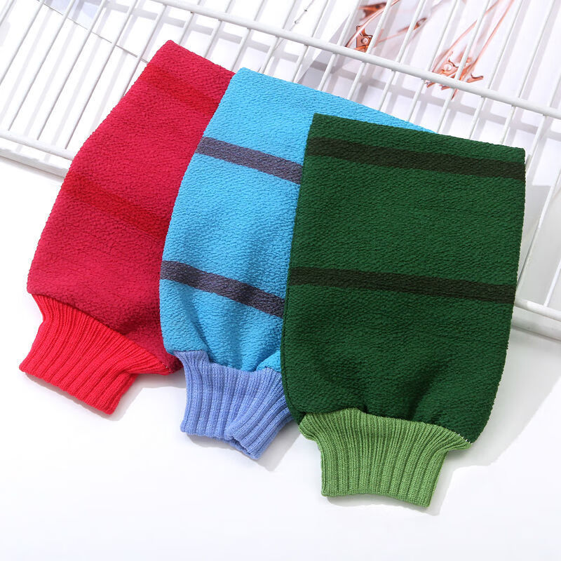 Extra coarse sling sling long bath towel double-sided adult back rub magic bath towel strong mud wiping sling extra thick 550D-pull sling + gloves dark green