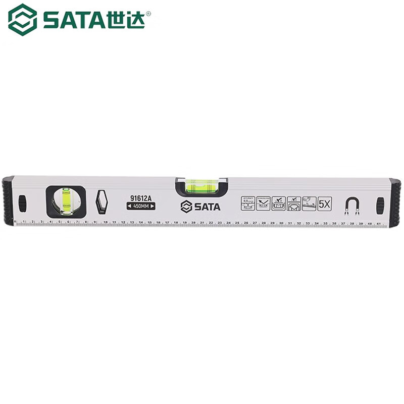 SATA industrial-grade high-precision double bubble liquid level with magnetic level solid cast aluminum measuring ruler level 300mm91601A