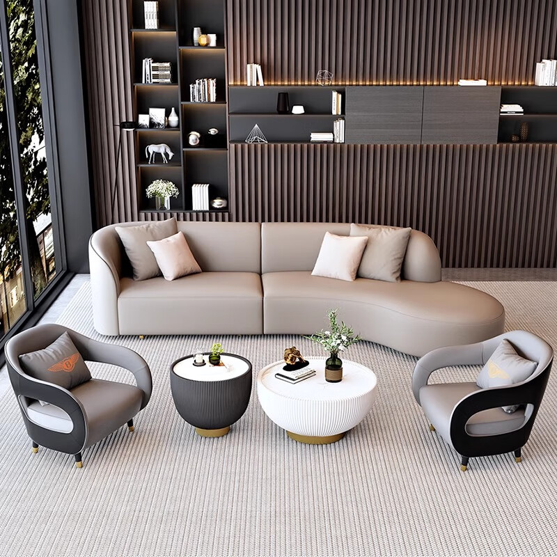 Zhenhang Hotel Lobby Negotiation Tables and Chairs Sales Office Company Office Business Reception Club Exhibition Hall Rest Area Sofa Combination 2.4 Sofa + Single 2 + Coffee Table (Color Remarks)