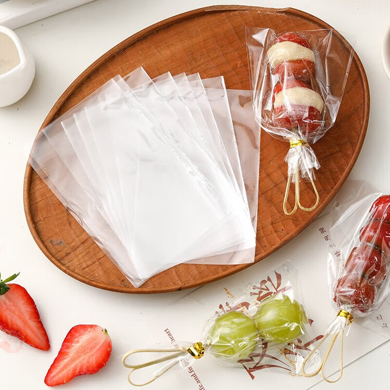 Haofanjie candied haws packaging bag transparent candied haws tool making material bamboo skewer bag glutinous rice paper bag wrapping paper 9*15cm packaging bag 100 pieces + wire tie