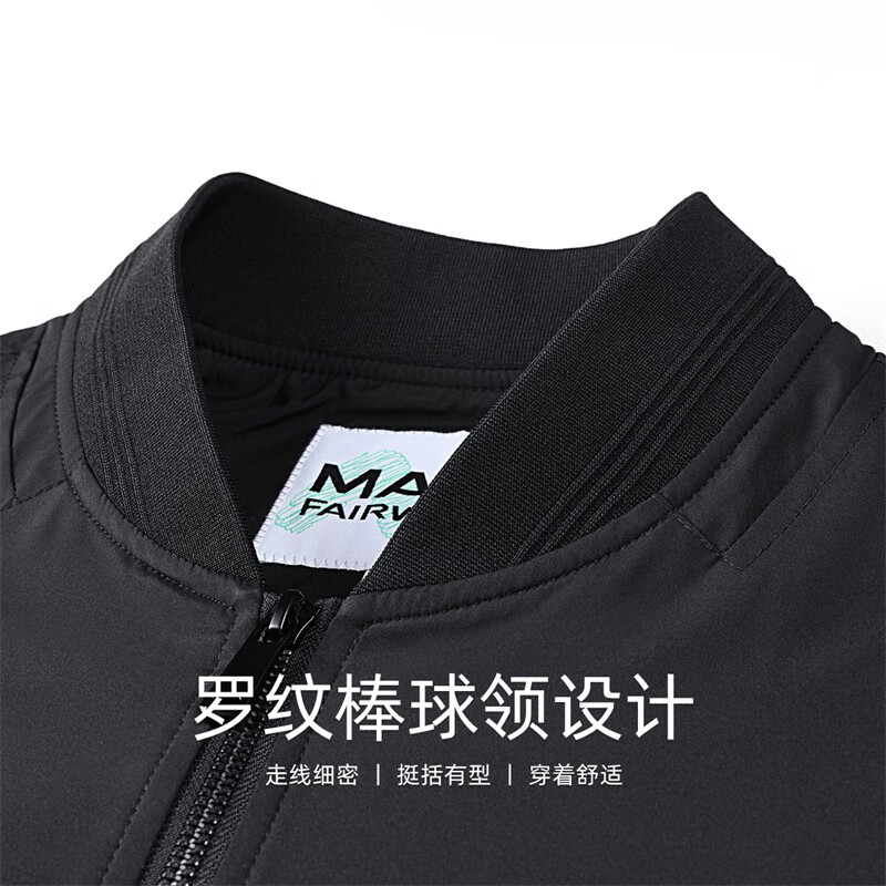 Mark Huafei Simple Baseball Collar Men's Jacket 2025 Autumn New Heavy Industry Embroidered Pilot Commuting Casual Jacket Black - Quilted Style M /170