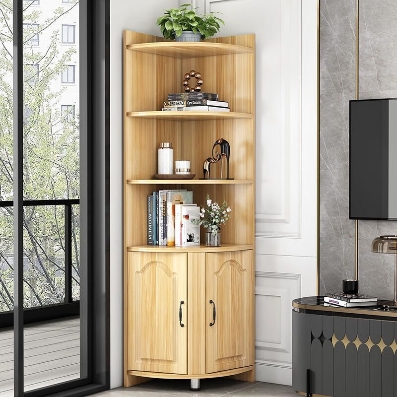 Mexueer corner triangular cabinet multifunctional semicircle corner wine cabinet corner storage rack corner bookcase warm white/40*120 high