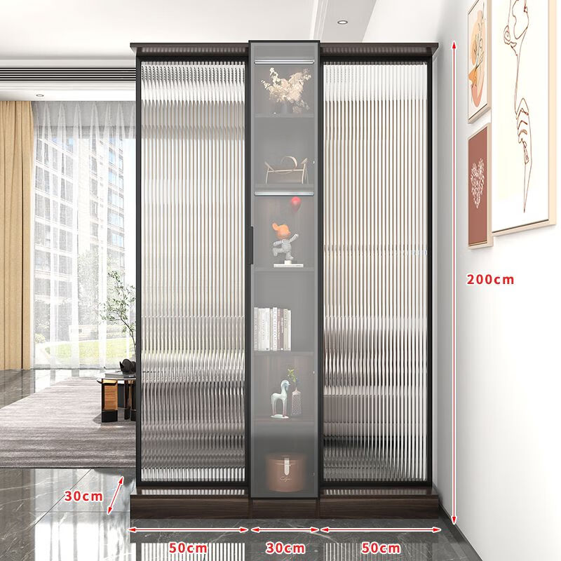 Liutangju Changhong glass screen partition cabinet entry entrance cabinet living room simple modern foyer cabinet storage storage cabinet alloy frame Changhong screen cabinet 200*150cm