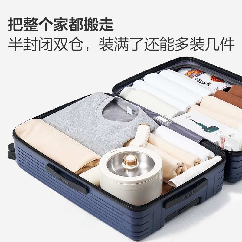 Hermes suitcase trolley case 24-inch suitcase men's large-capacity password box women's checked business travel leather case navy blue