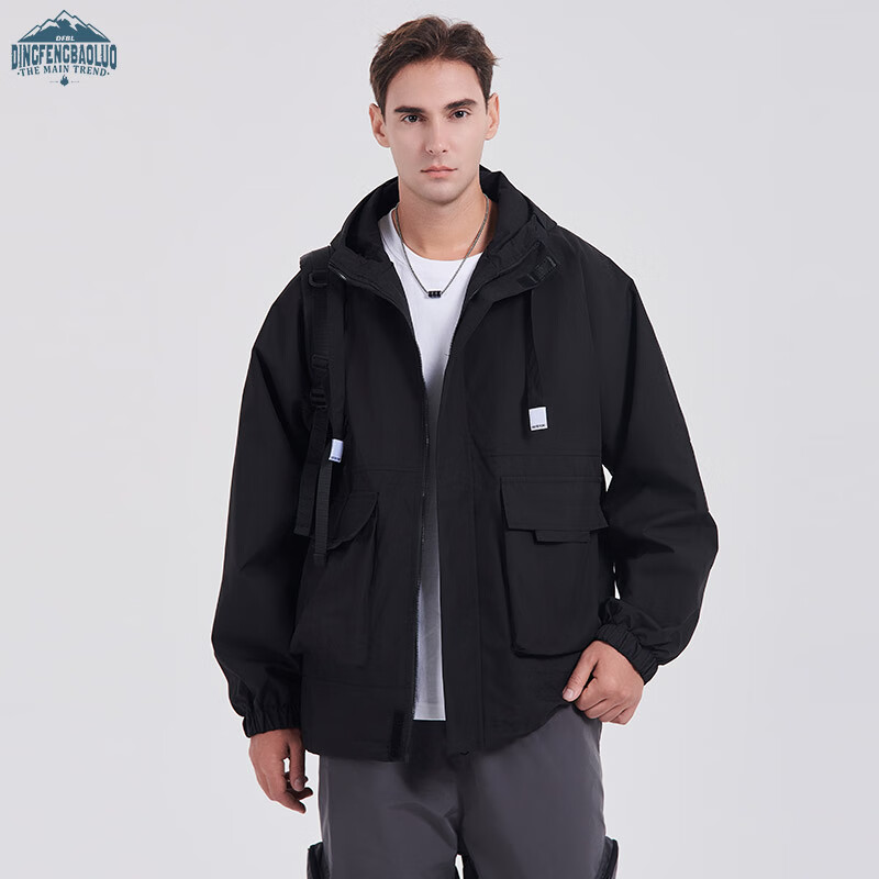 Dingfengbaoluo jacket men's autumn and winter loose trendy ins hooded workwear outdoor top YM9926 dark green XL