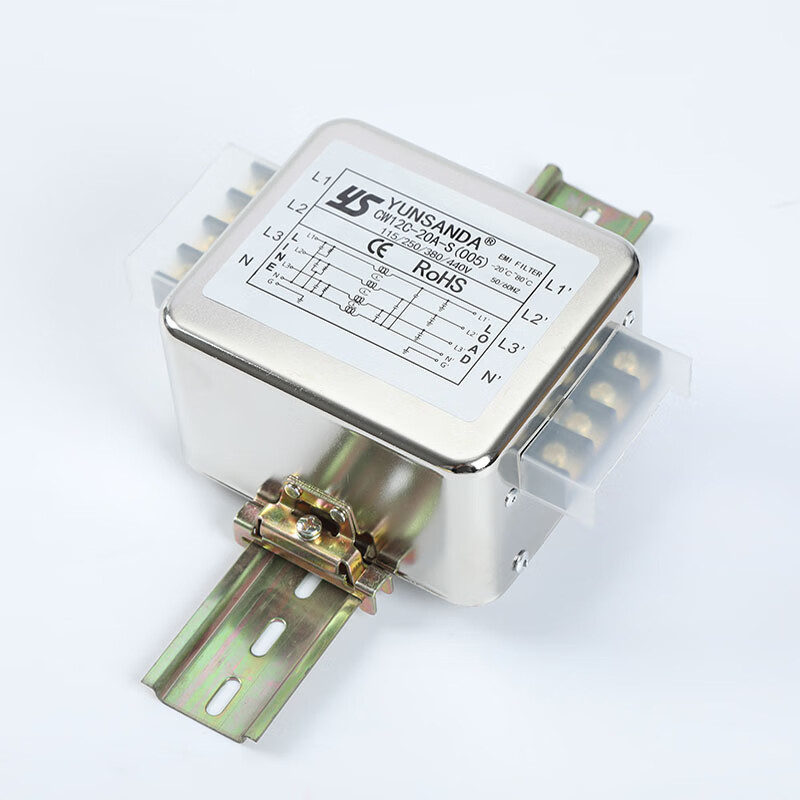 YUNSANDA single-phase AC rail type anti-interference 20A power filter bipolar 220v purification high performance CW12C-20A-R three-phase four-wire rail
