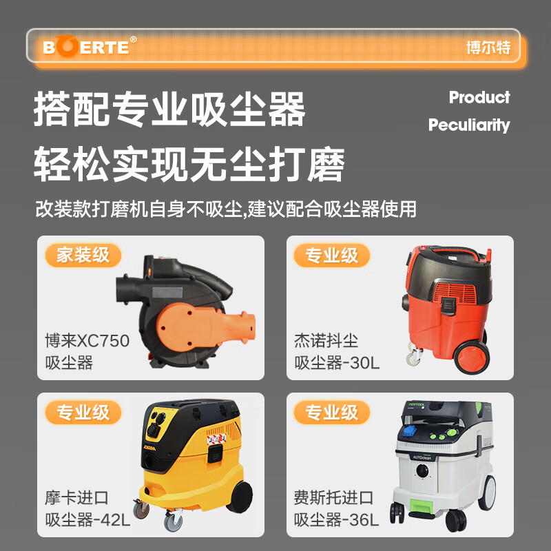 Borai 2025 new model 7262 ultra-light brushless self-suction ceiling grinder wall putty wall electric polishing sand machine Borai 7262 brushless grinder (non-vacuuming)