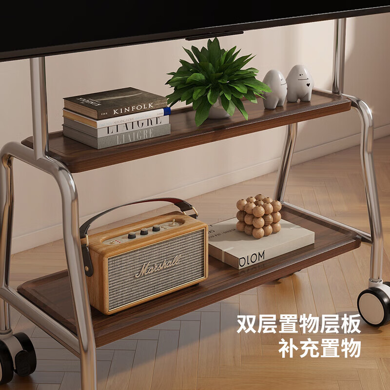 ProPre TV mobile stand 32-100 inches universal TV floor stand removable stainless steel/wood grain wheel living room bedroom TV hanging rack TV stand 32-75 inches stainless steel double layer/perforated board storage rack