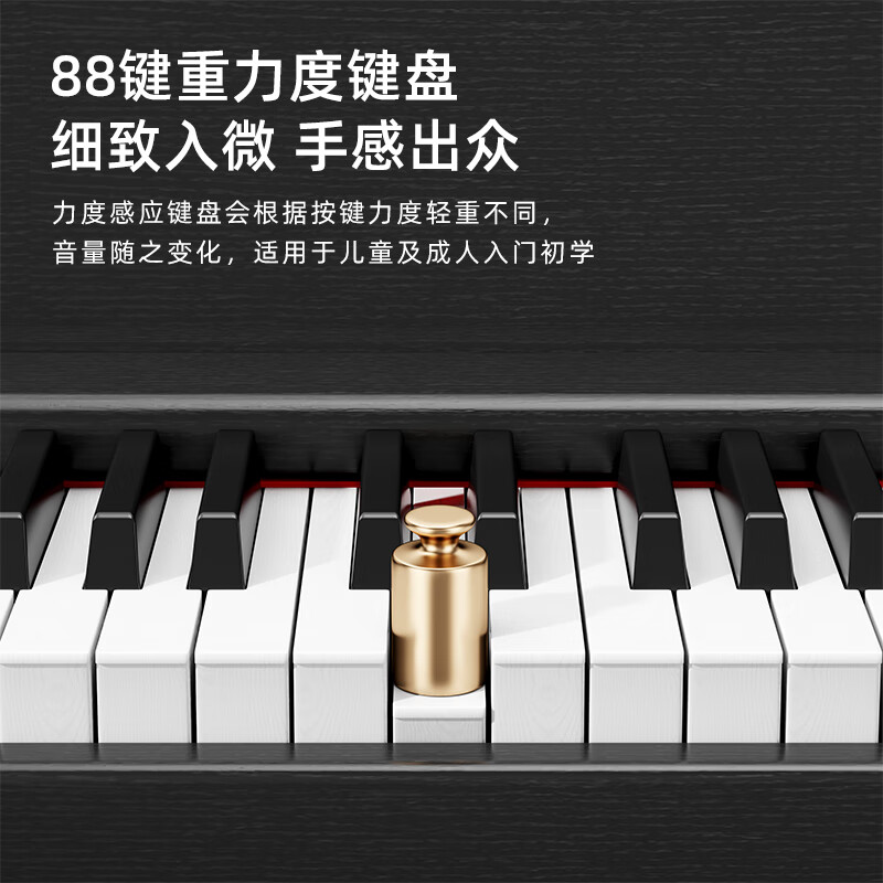 Betsy B112 heavy hammer 88-key electric piano for beginners, home practice piano for adults and children, professional graded electronic piano B112 force keys - wood grain black, high configuration (piano + piano learning gift package + double piano bench)