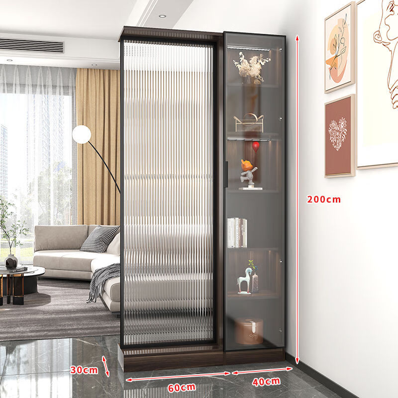 Liutangju Changhong glass screen partition cabinet entry entrance cabinet living room simple modern foyer cabinet storage storage cabinet alloy frame Changhong screen cabinet 200*150cm