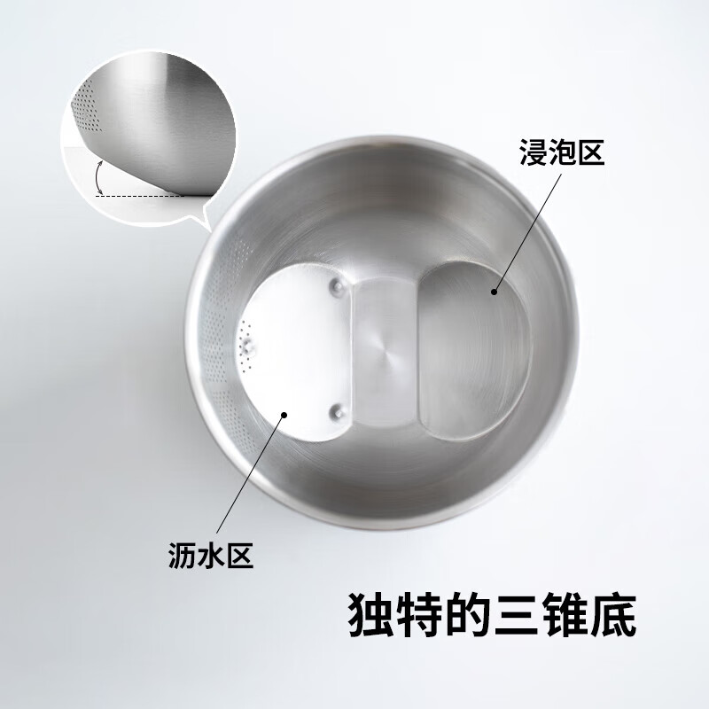 Shuangshan 304 stainless steel drain basin, vegetable basin, rice washing basin, multi-functional fruit basket, rice washing artifact, rice washing sieve, water filter basin, 1.6L drain basin - (22.5 height 12.5cm)