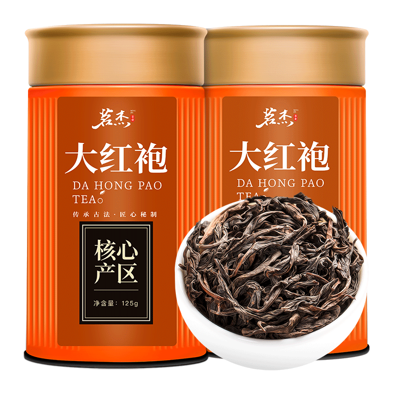 Mingjie Tea Dahongpao Oolong Tea Wuyi Mellow Alpine Raw Material Tea Canned Wuyishan Selected Dahongpao 125g*2 cans