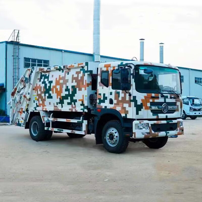 Zhongxiangyun 12 cubic compressed garbage truck Dongfeng Dolica camp area compressed garbage transfer truck property community garbage collection truck camouflage color Dolica D9 compressed garbage truck