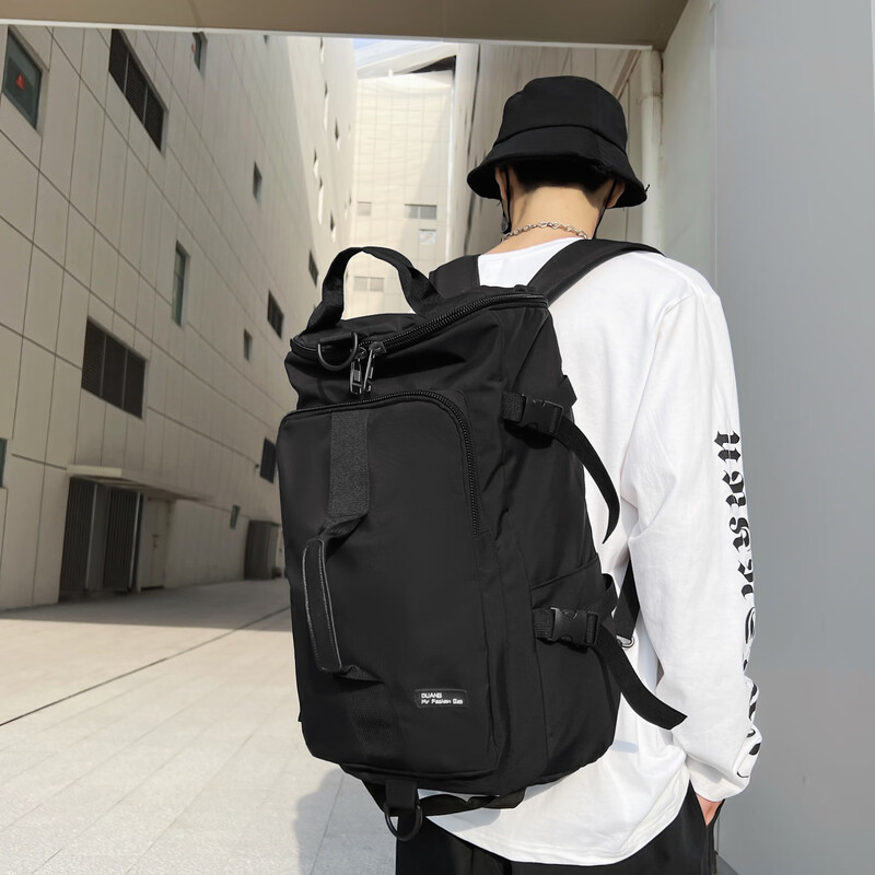 Kangaroo travel bag men's large-capacity backpack sports backpack portable one-shoulder student school bag men's and women's cross-body fitness bag black