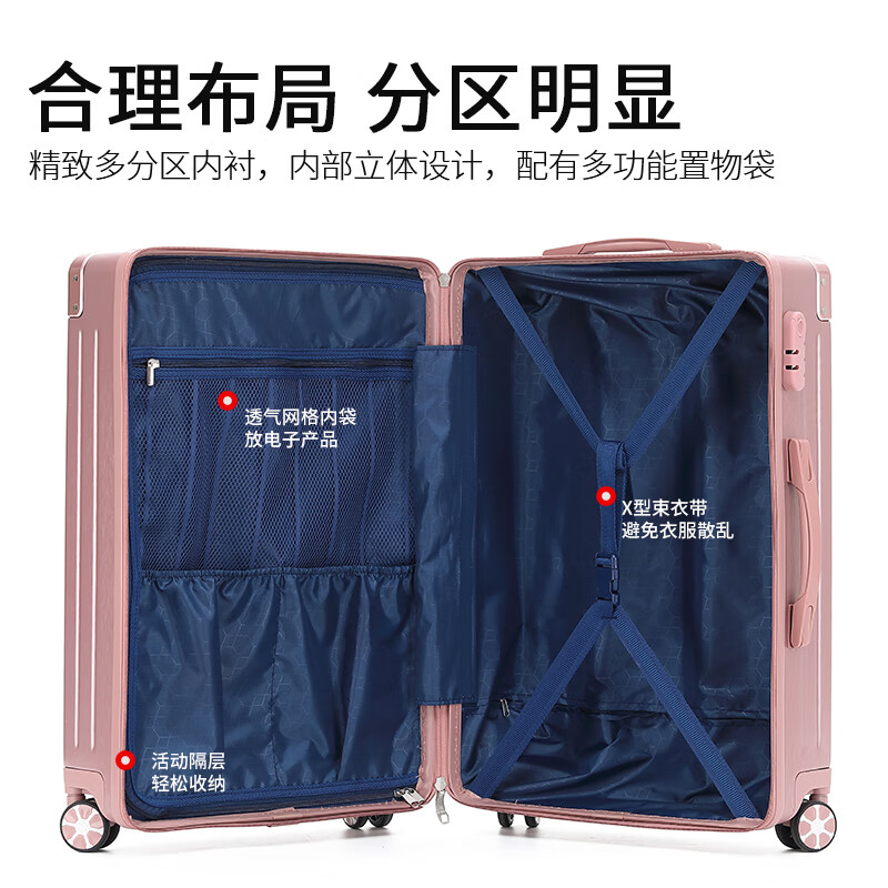 ZAT high-looking zipper suitcase trolley suitcase small boarding case password box rose gold 29 inches