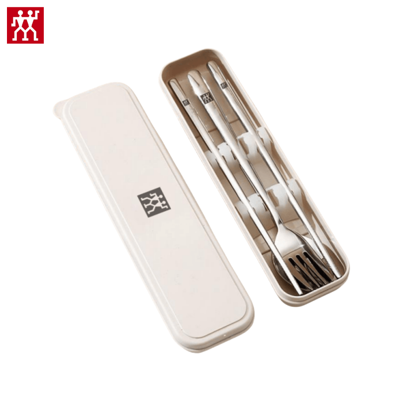 Zwilling German-made 304 stainless steel chopsticks, spoons and forks, outdoor travel three-piece set, portable tableware 304 chopsticks, spoons and forks, three-piece set, black box