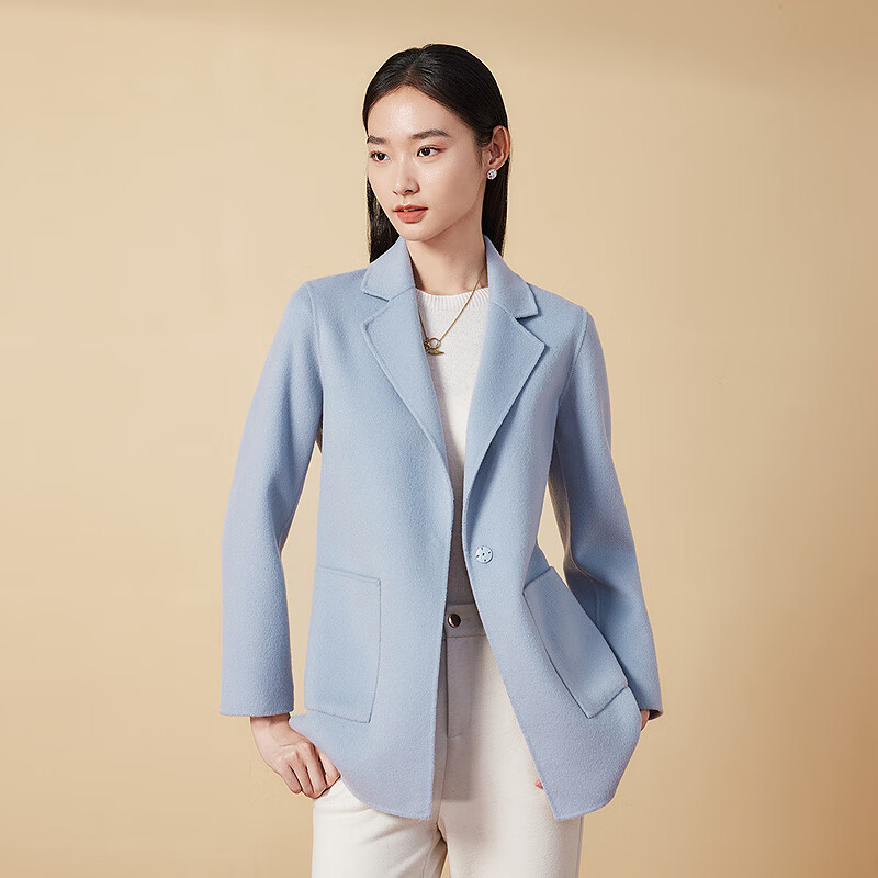 FINITY nude cashmere FINITY woolen coat for women winter new style double-sided woolen coat gray blue L