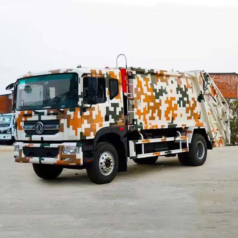 Zhongxiangyun 12 cubic compressed garbage truck Dongfeng Dolica camp area compressed garbage transfer truck property community garbage collection truck camouflage color Dolica D9 compressed garbage truck
