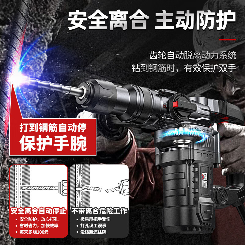 High-quality Japanese electric hammer electric pick, high-power impact drill, industrial concrete power tool, household multi-function electric drill 32980AW flagship Haohua version safety clutch + all copper