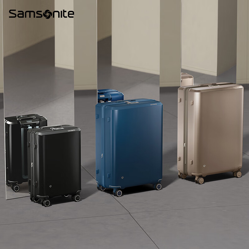 Samsonite trolley suitcase, large capacity, lightweight and durable, suitcase can be boarded on board QX0 black 28 inches