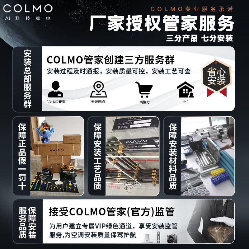 COLMO Turing second generation central air conditioner multi-split with smart eyes and no wind sense 160/180 six horses seven horses one to five full DC variable frequency multi-split air duct AI voice 9 horses first class energy efficiency one to six Turing three control