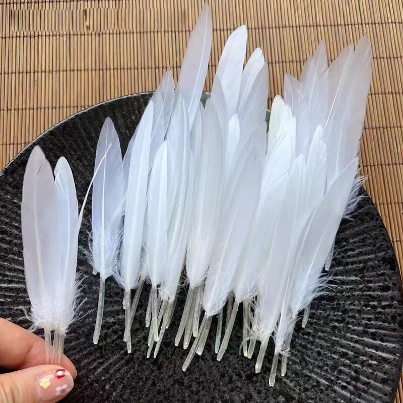 Kunsui children's handmade color knife straight feather DIY color feather material kindergarten handmade feather festival decoration knife white feather 50 pieces