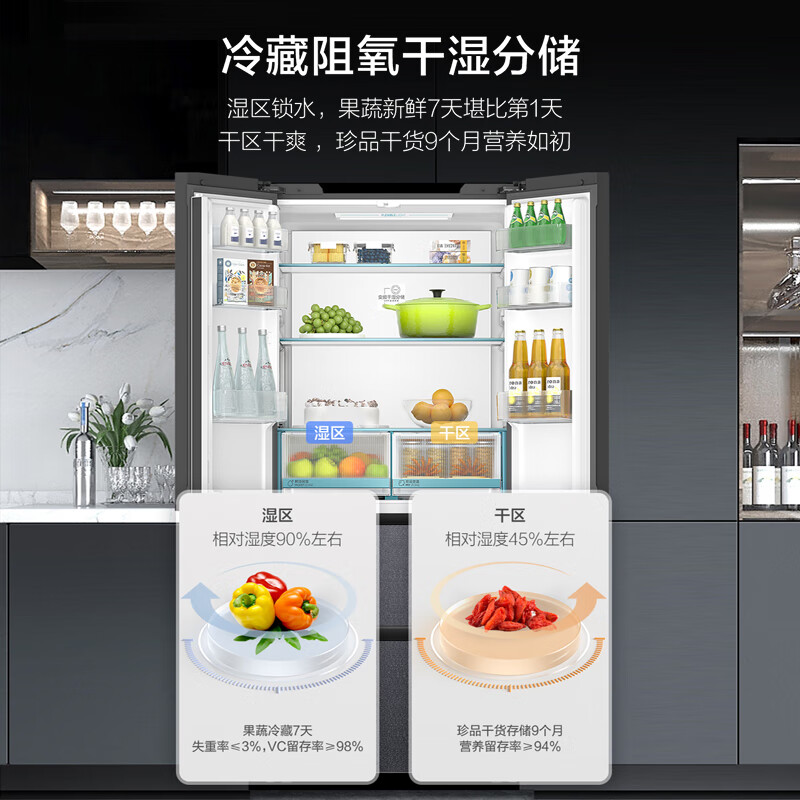 Haier government subsidy 15% Xiaohonghua 482L594mm ultra-thin zero-embedded French multi-door four-door EPP ultra-clean sterilization dry and wet storage first-level energy-efficient household refrigerator. Consult to receive subsidies BCD-482WGHFDB9SYU1