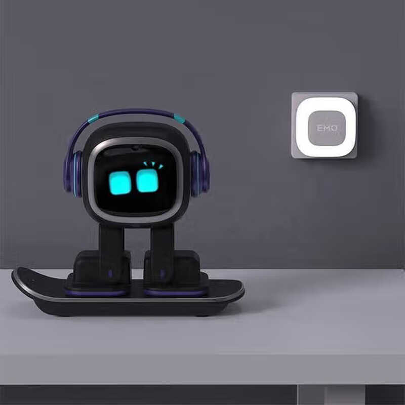 Emo Robot Intelligent Companion Toy Voice Recognition Emotional Communication Children's Adult Electronic Pet AIROBO 5 Black Automatic Recharge Version