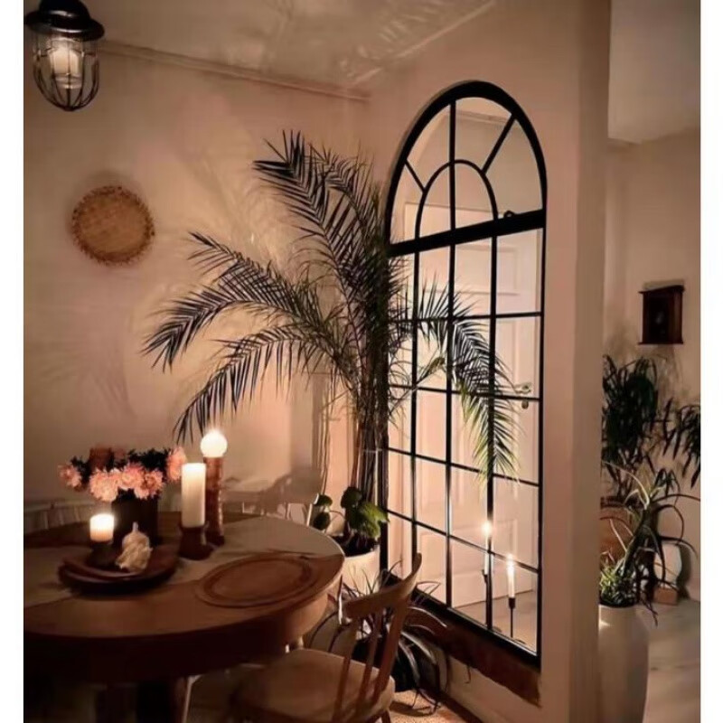 Yaotian Fashion Interior Iron Real Window Wall Decoration Fake Window Wall Decoration Screen Partition Changhong Glass Entrance Simple Black 100*200 Water Ripple