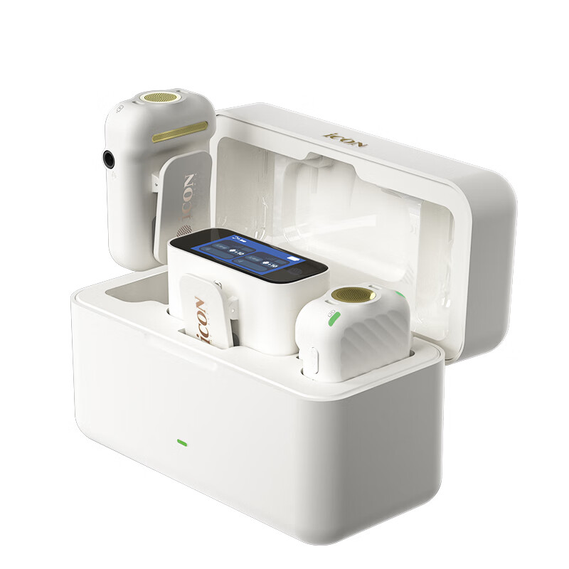 Aiken AirMic3/AirMic Pro one-to-two wireless lavalier microphone anchor with goods mobile phone camera interview vlog outdoor live broadcast Little Bee noise reduction radio lavalier microphone AirMic Pro white magnetic suction + screen + charging compartment