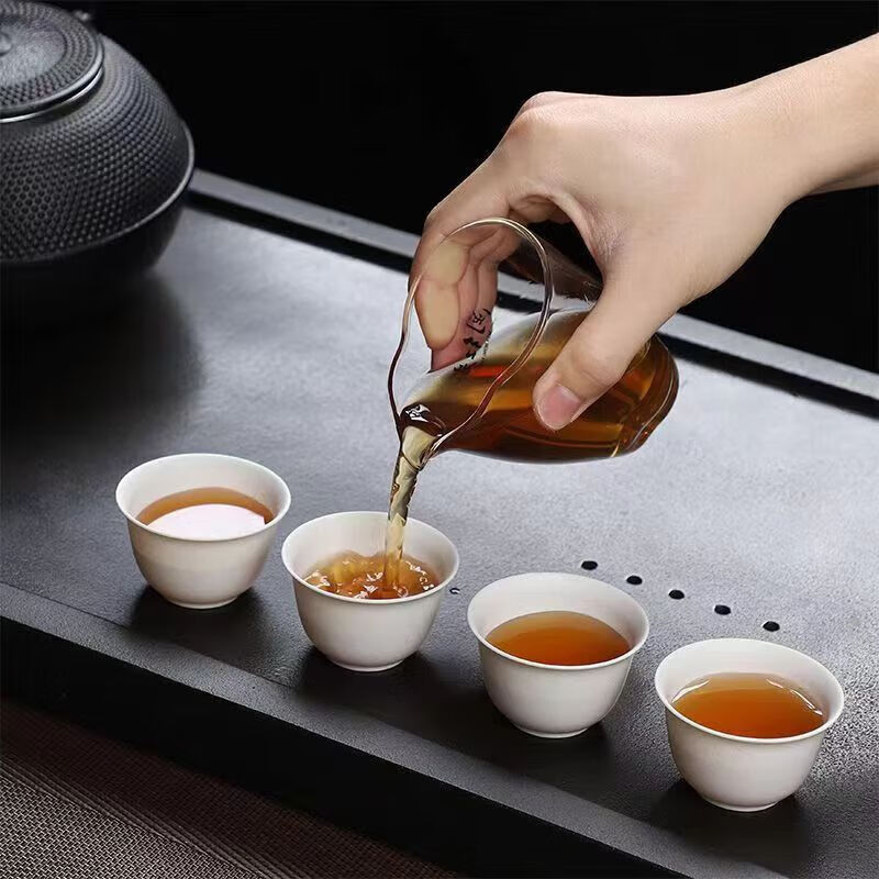Shenfu disposable tea cup, Kung Fu tea cup, rice husk high-end tea cup, tea cup, tea cup with storage cup holder box, 500 rice husk small tea cups (without storage cup holder)