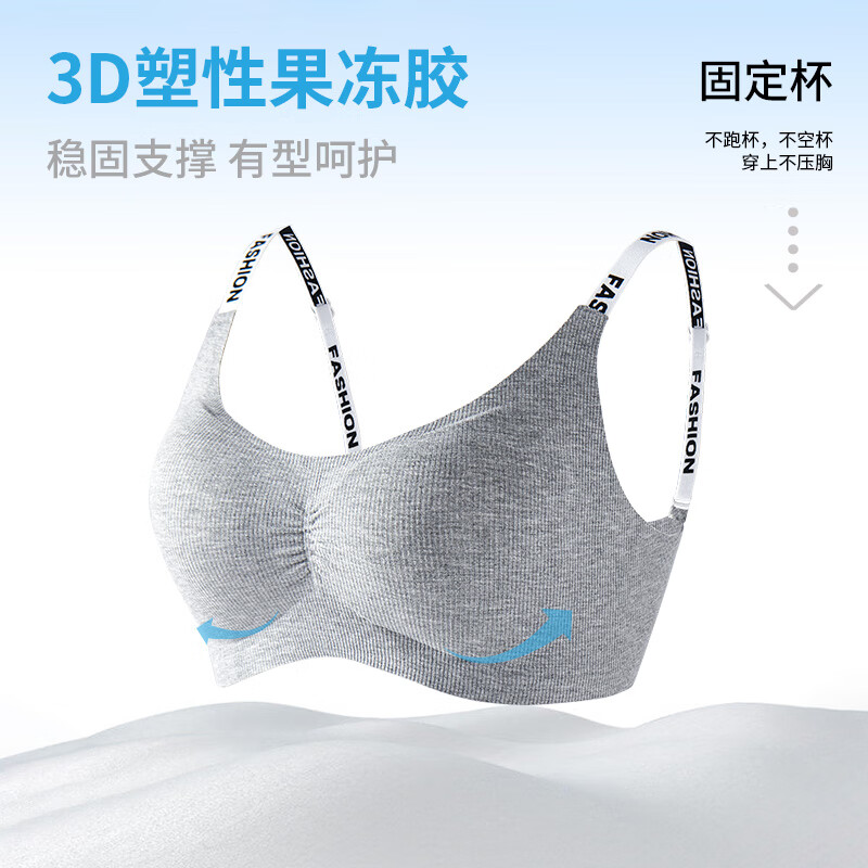 Catman Sports Bra Women's Small Breast Push Up Bra Seamless Wireless Breast Control Anti-Sagging Sexy Bra Gray L