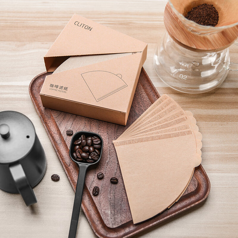 CLITON coffee filter paper log portable drip-type hand-brewed coffee powder filter V-shaped filter cup filter paper 100 sheets