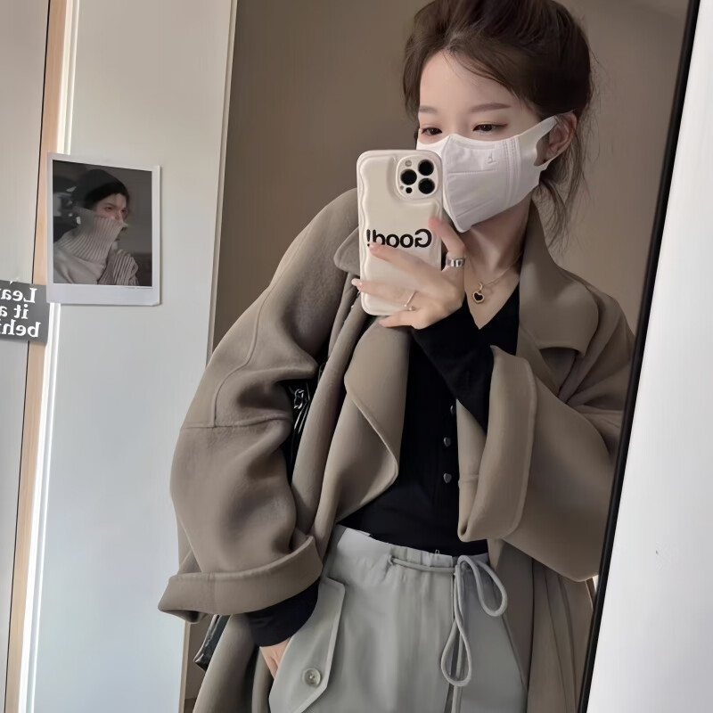 NKNG Wedding Festive Red Double-Sided Wool Wool Coat Women's 2025 Autumn and Winter New Mid-Length Wool Wool Coat Red XS (106-118 catties)