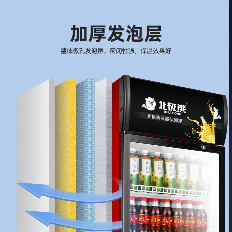 Polar Bear (BEIJIXIONG) Display Cabinet Refrigerator Freezer Commercial Beverage Cabinet Direct Cooling Air Cooling Direct Cooling Fresh Cabinet Supermarket Glass Door Refrigerator Vertical Beer Cabinet Three Door Down Machine Pure Air Cooling Frost-free Black and Red Model (1188L)