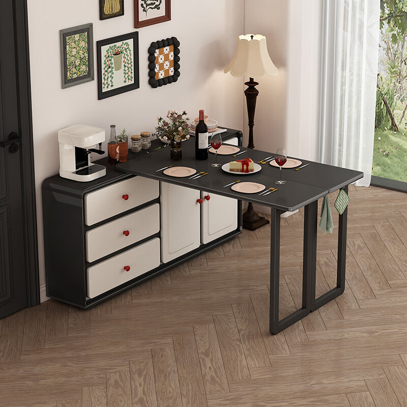 Heguan slate dining table for home modern minimalist restaurant small apartment wall-mounted multi-functional rotating telescopic folding dining table 1.2m sideboard (B type 30 thick) + dining table