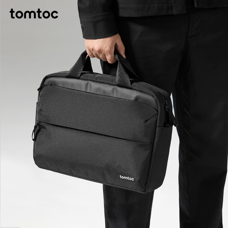 Tomtoc computer bag portable briefcase men's 14-inch business casual 15.6-inch large capacity laptop bag A32 classic black 14-inch