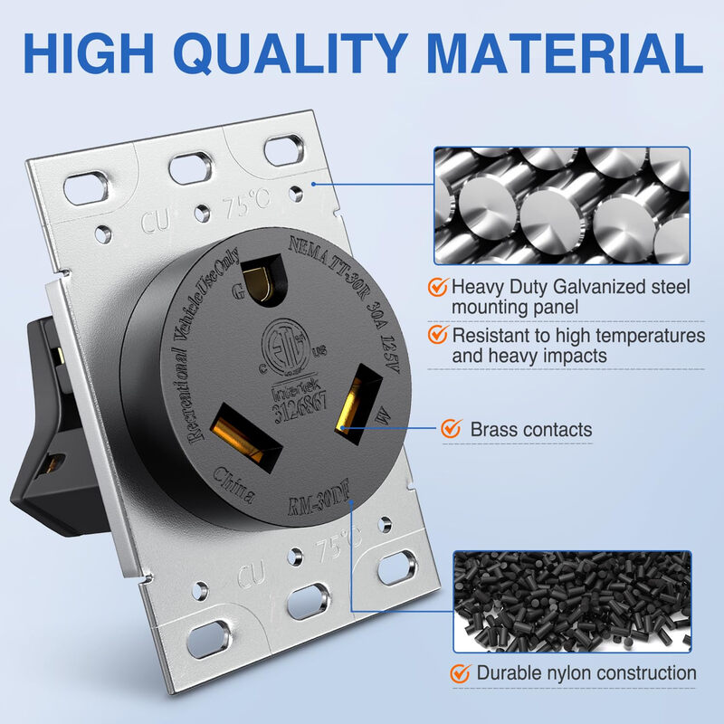 Nilight 30 Amp RV Socket 125V Heavy Duty Power Panel Universal Camping Trailer
