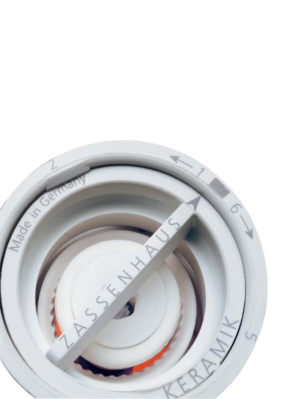 Zassenhaus 17cm bamboo wood manual grinder, 6-speed adjustment for pepper and salt grinding, stainless steel bearings