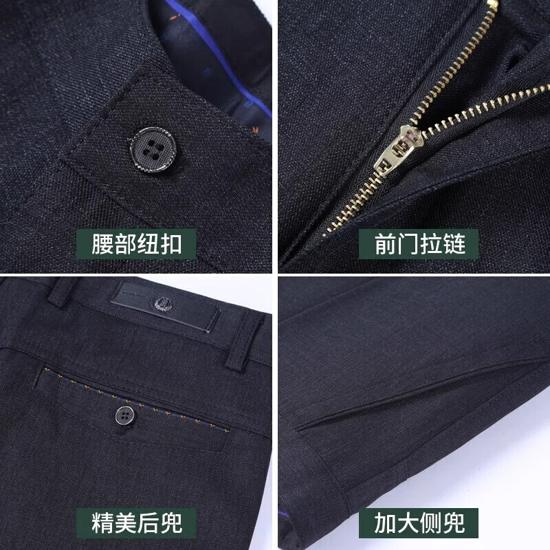 Classic car summer thin casual pants men's dad pants middle-aged and elderly high-waisted loose straight pants middle-aged men's trousers suit pants summer one-piece - dark gray thin 31 2 feet 4 recommended weight 110-120 pounds