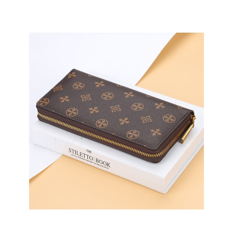 Kuqi Kangaroo brand women's wallet 2025 Chinese Valentine's Day long wallet multi-functional zipper large capacity hand card holder all-in-one package N5567 brown collection priority delivery